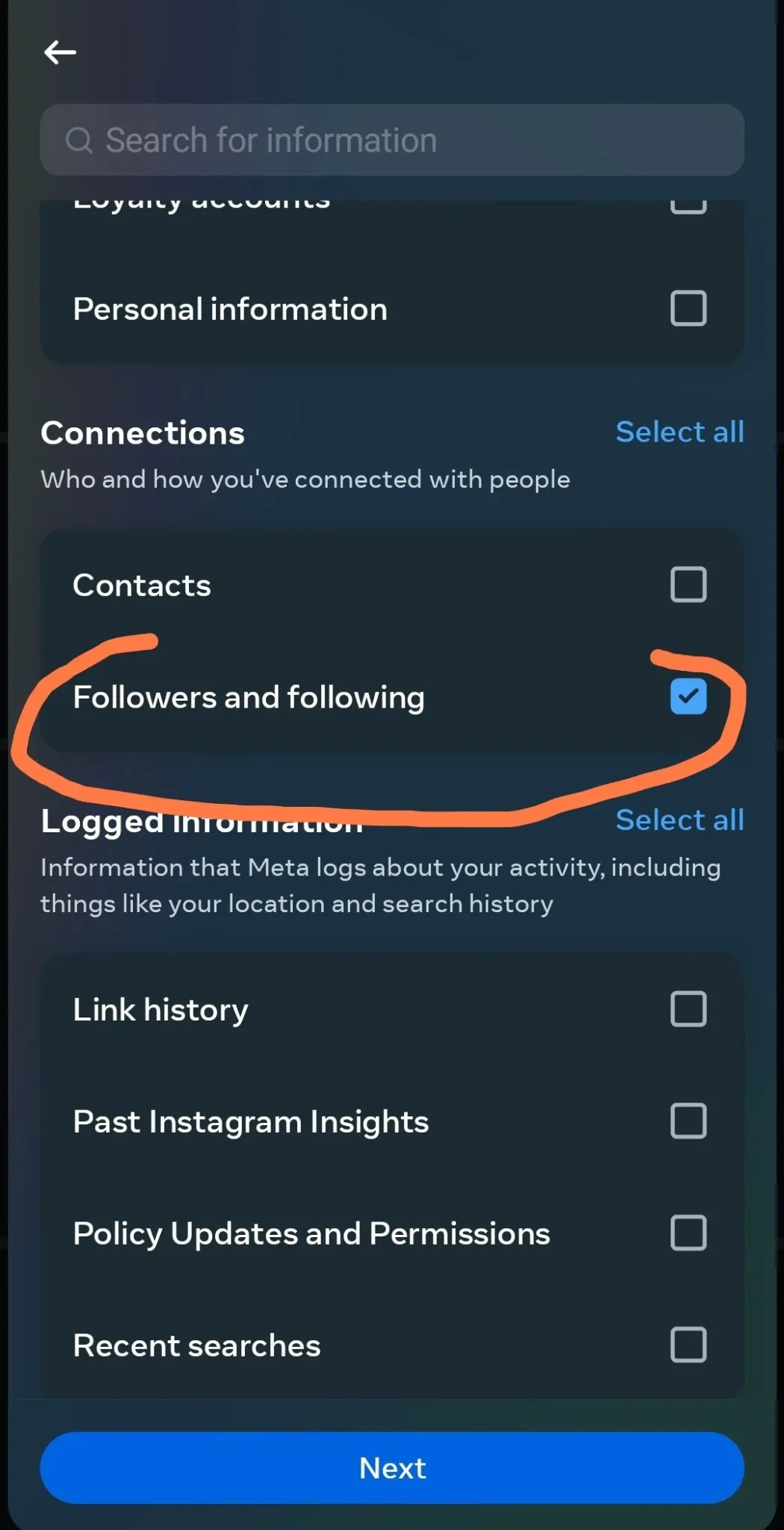 Step 7: Followers & following